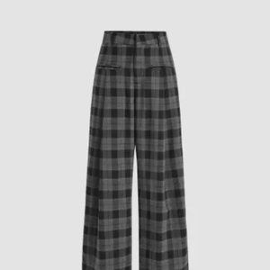 Cider Check Pattern Wide Leg Trousers